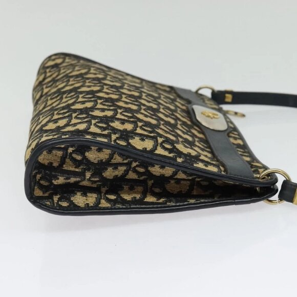 Christian Dior Trotter Canvas Shoulder Bag Navy Gold Auth 141703 - Picture 7 of 16